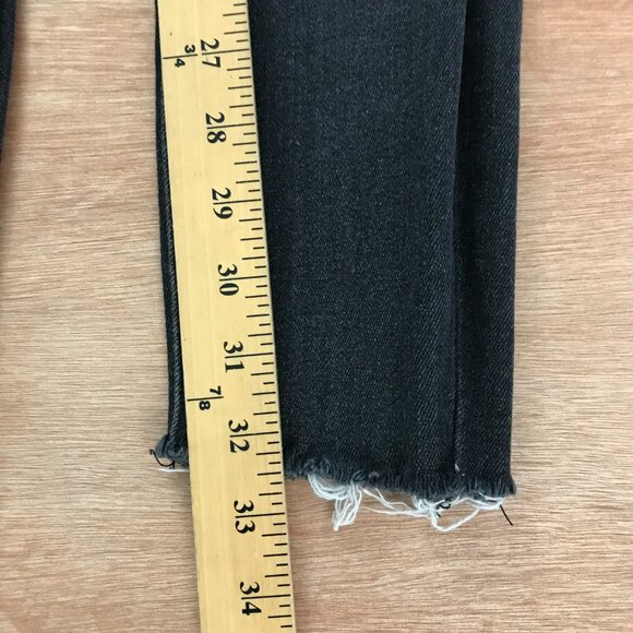 Good American Good Legs Jeans Women size 00/24 Black Frayed Hem Straight Leg - Picture 6 of 12